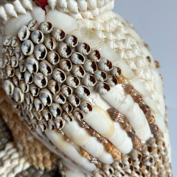 Vintage Shell Owl Figurine Vase Handmade Boho MCM Beach Decor Coastal Art - Picture 7 of 11